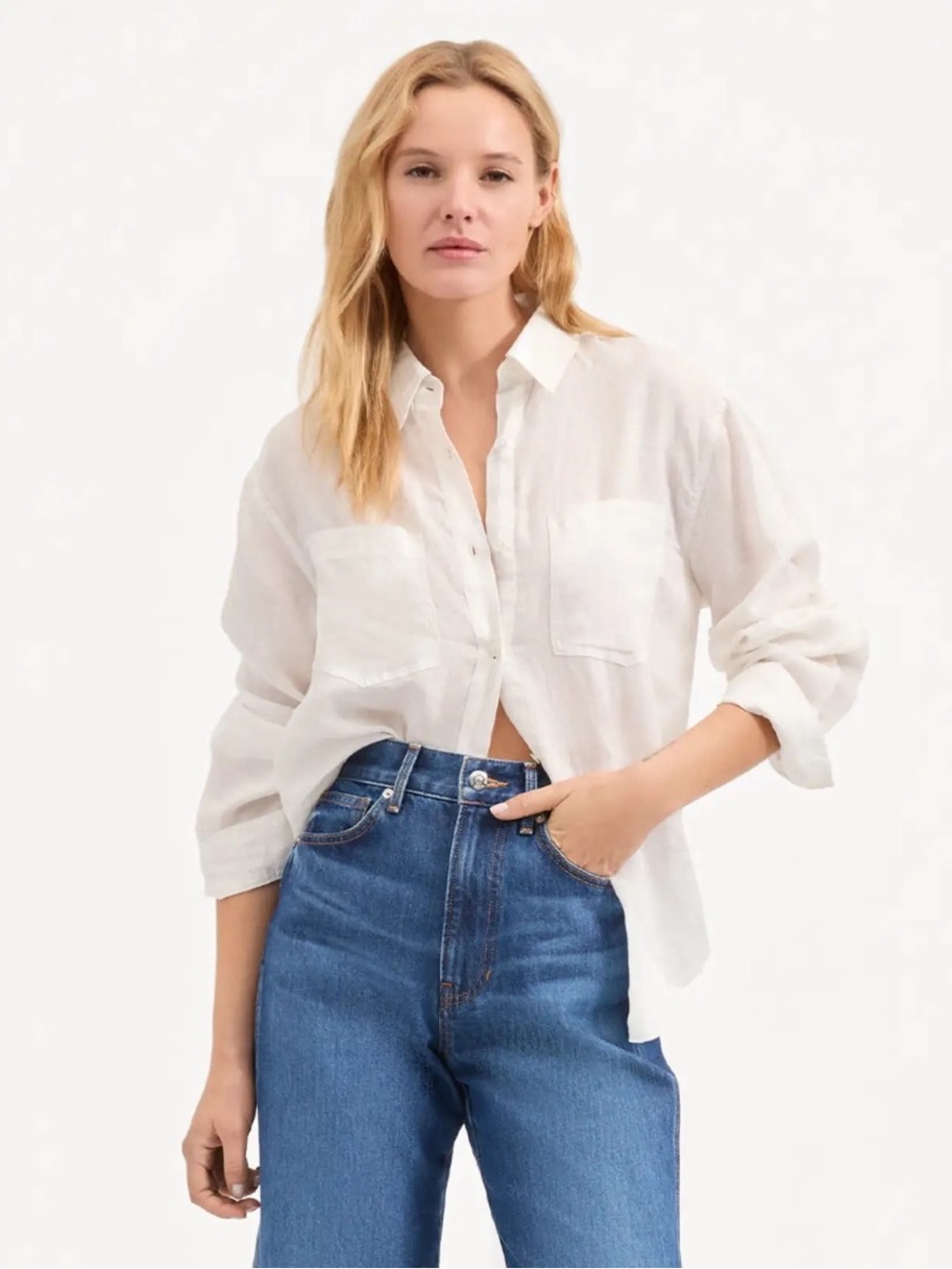 NWT $368 Veronica Beard Gil Linen Shirt In Off-White